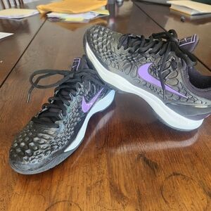 Nike Zoom Cage 3 HC SLK Black Bright Violet Rafael Nadal Tennis Shoes M7 W8.5